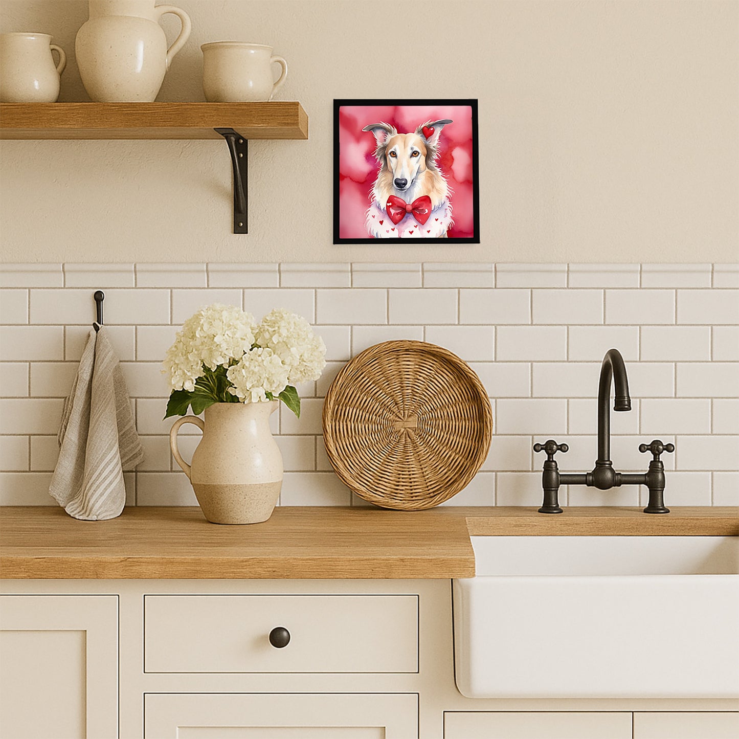 Borzoi My Valentine Framed Metal Print
