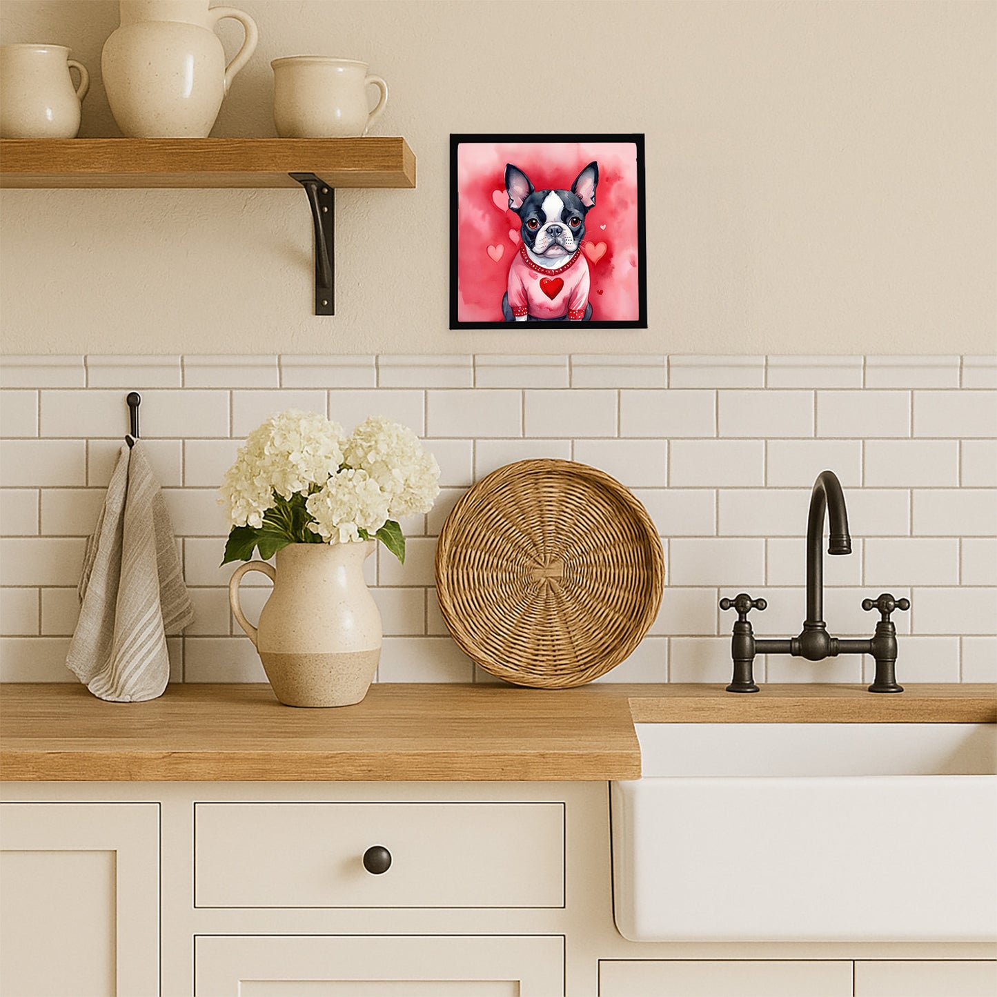 Boston Terrier My Valentine Framed Metal Print