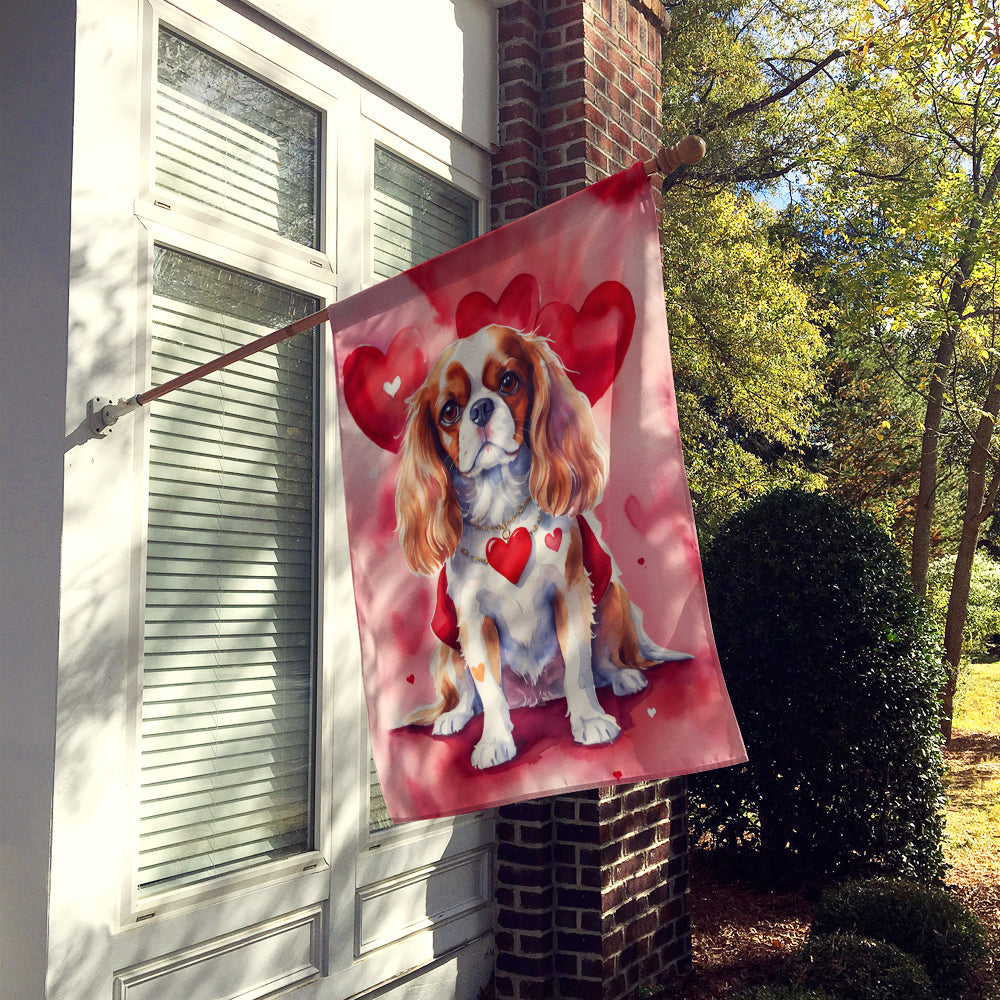 Cavalier Spaniel My Valentine House Flag