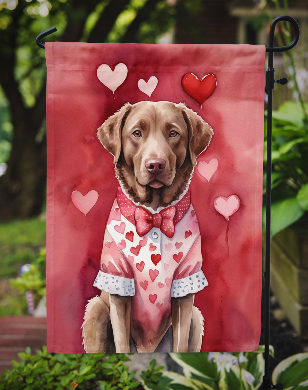 Chesapeake Bay Retriever My Valentine Garden Flag