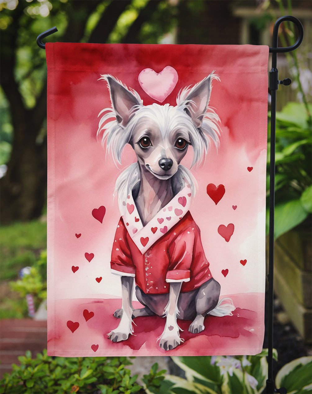 Chinese Crested My Valentine Garden Flag