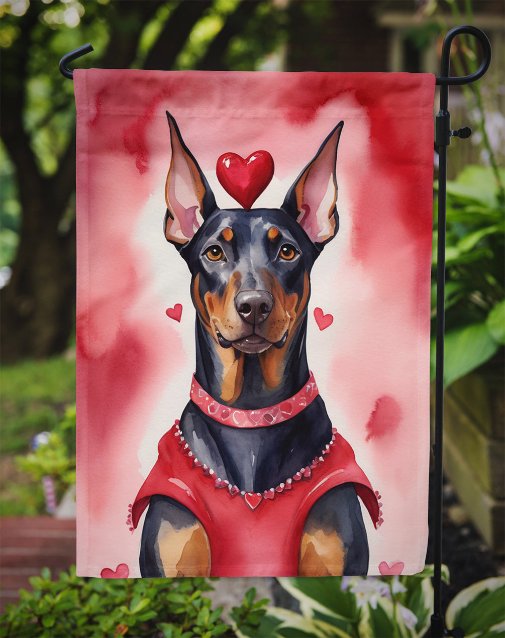 Doberman Pinscher My Valentine Garden Flag