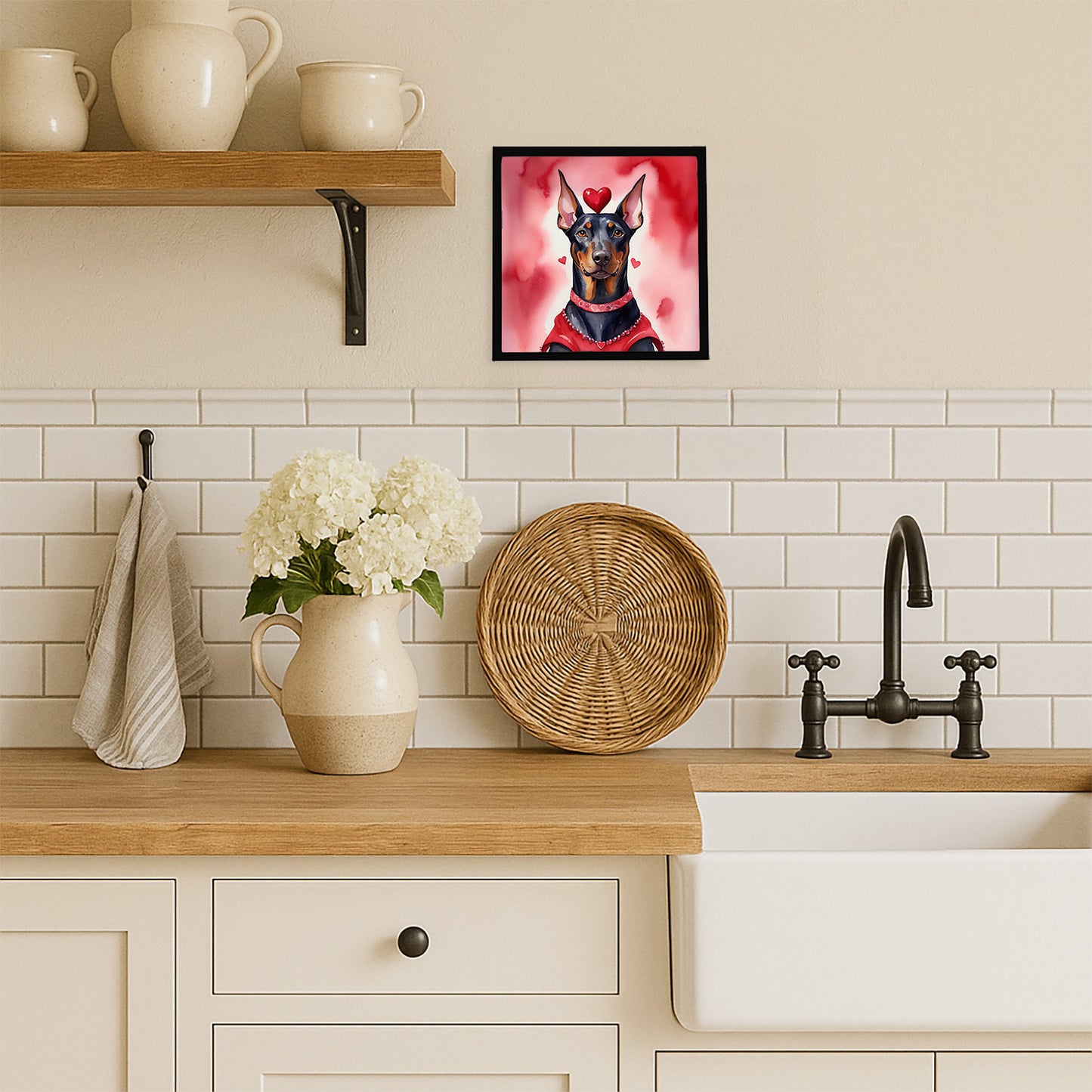 Doberman Pinscher My Valentine Framed Metal Print