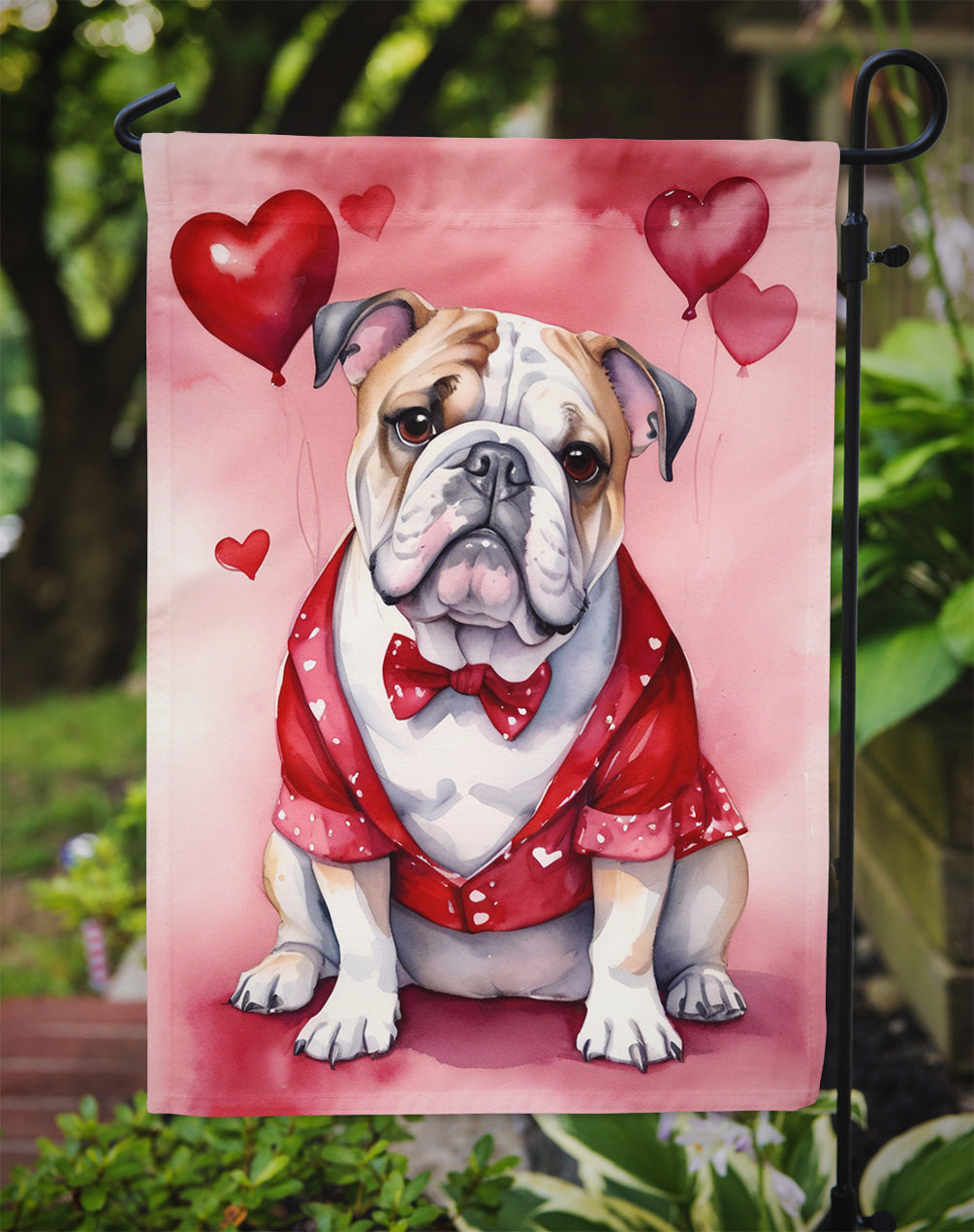 English Bulldog My Valentine Garden Flag