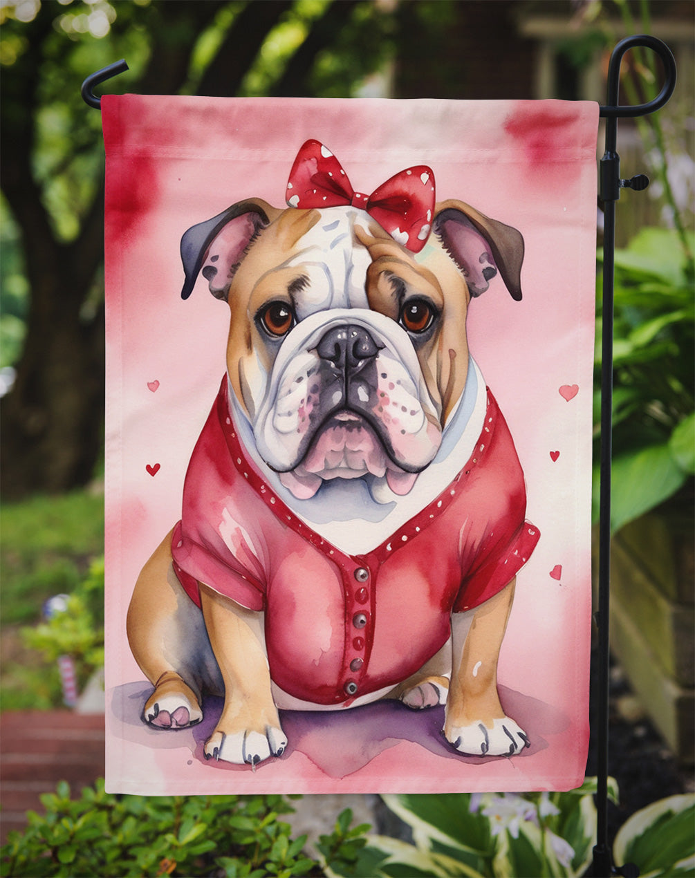 English Bulldog My Valentine Garden Flag
