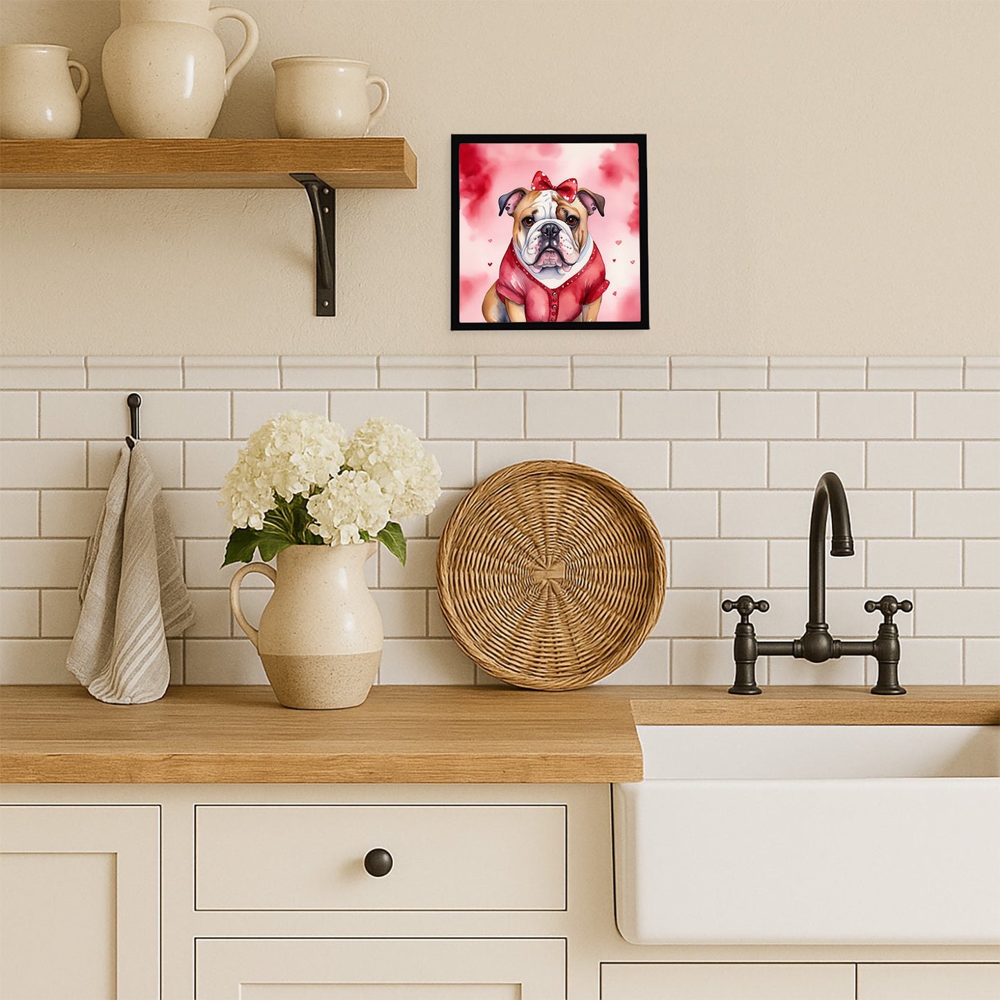 English Bulldog My Valentine Framed Metal Print