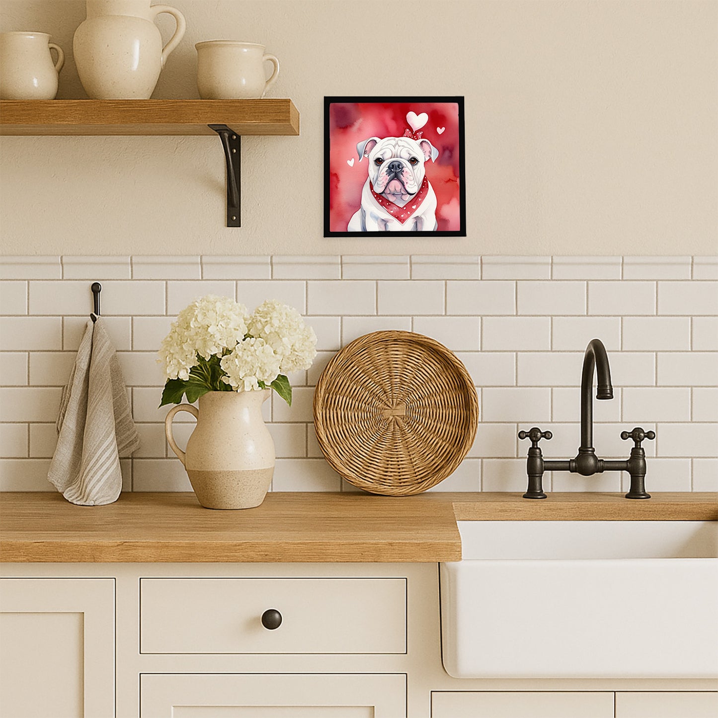 English Bulldog My Valentine Framed Metal Print