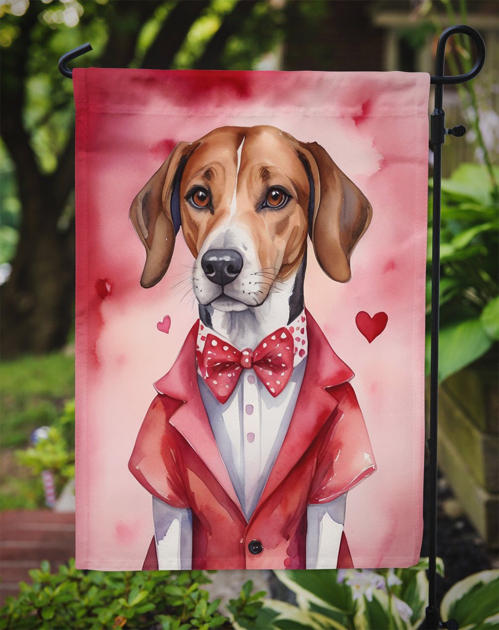 English Foxhound My Valentine Garden Flag