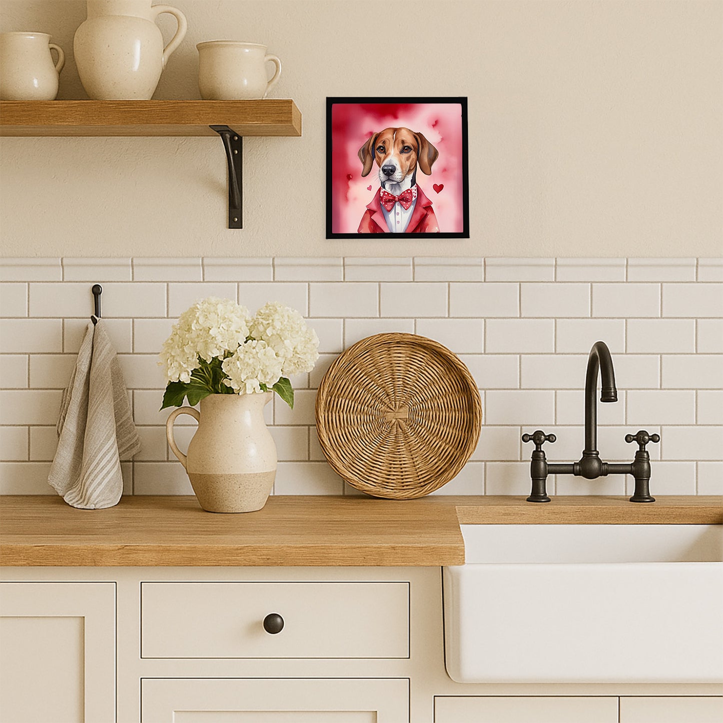 English Foxhound My Valentine Framed Metal Print