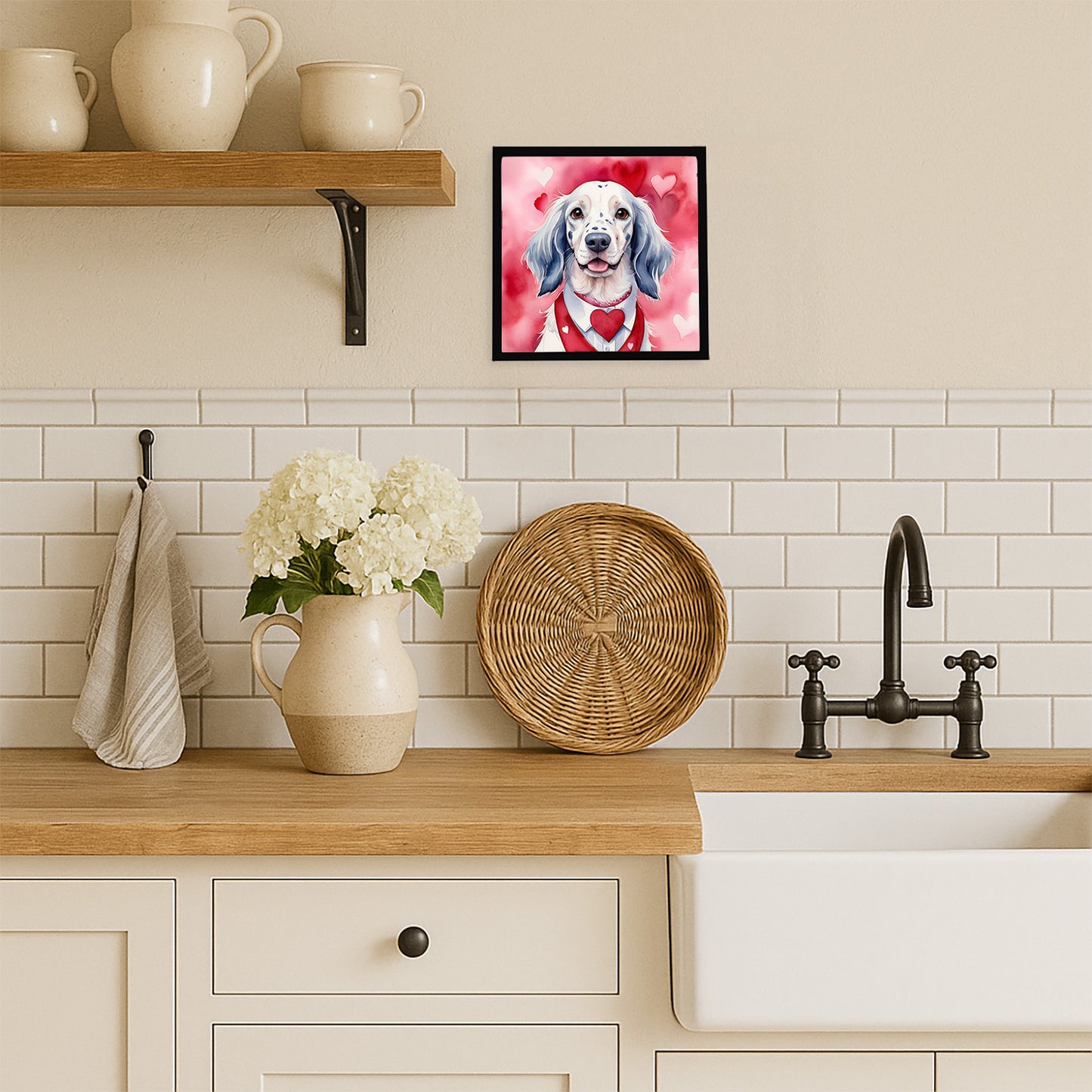English Setter My Valentine Framed Metal Print