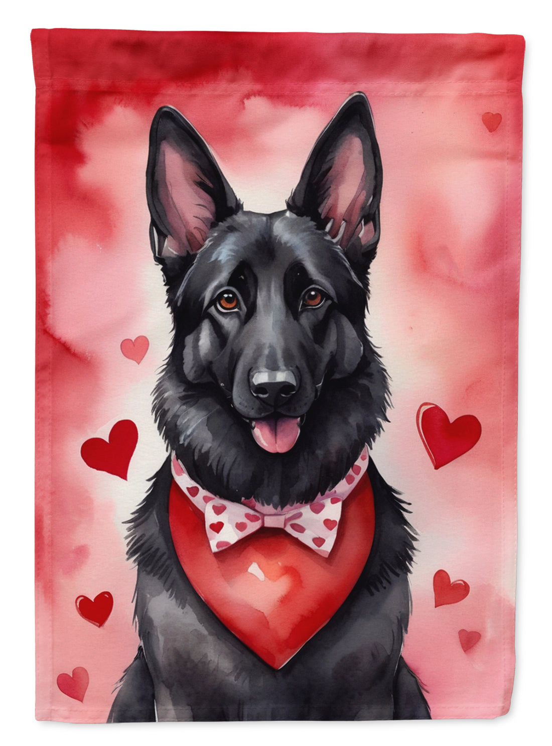 Buy this Black German Shepherd My Valentine House Flag