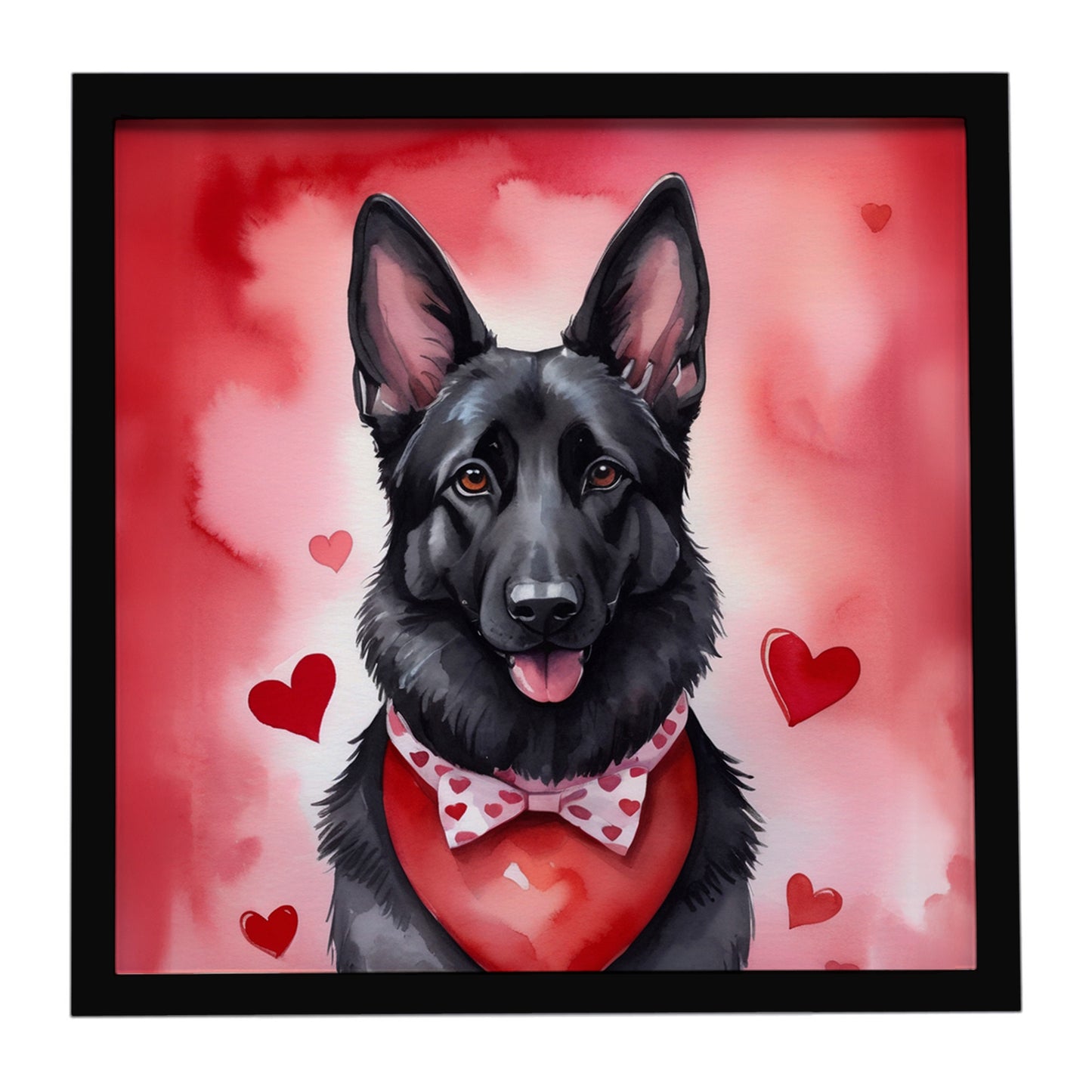 Buy this Black German Shepherd My Valentine Framed Metal Print