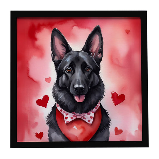 Buy this Black German Shepherd My Valentine Framed Metal Print