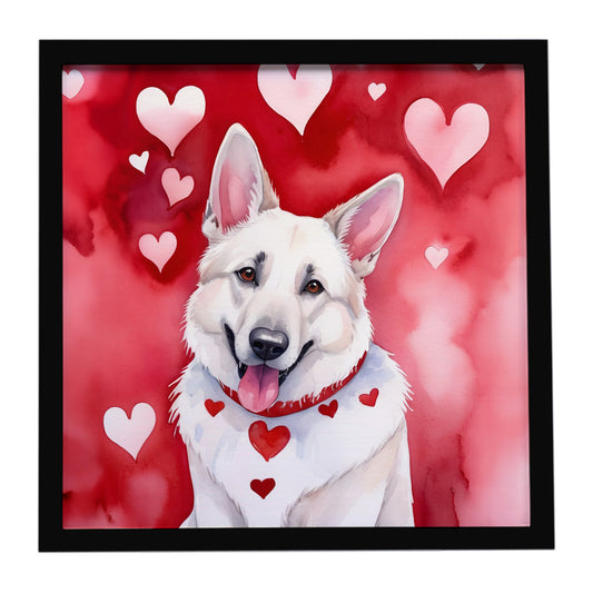 Buy this White German Shepherd My Valentine Framed Metal Print