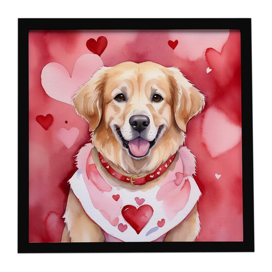 Buy this Golden Retriever My Valentine Framed Metal Print