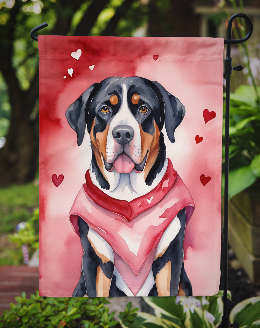 Greater Swiss Mountain Dog My Valentine Garden Flag