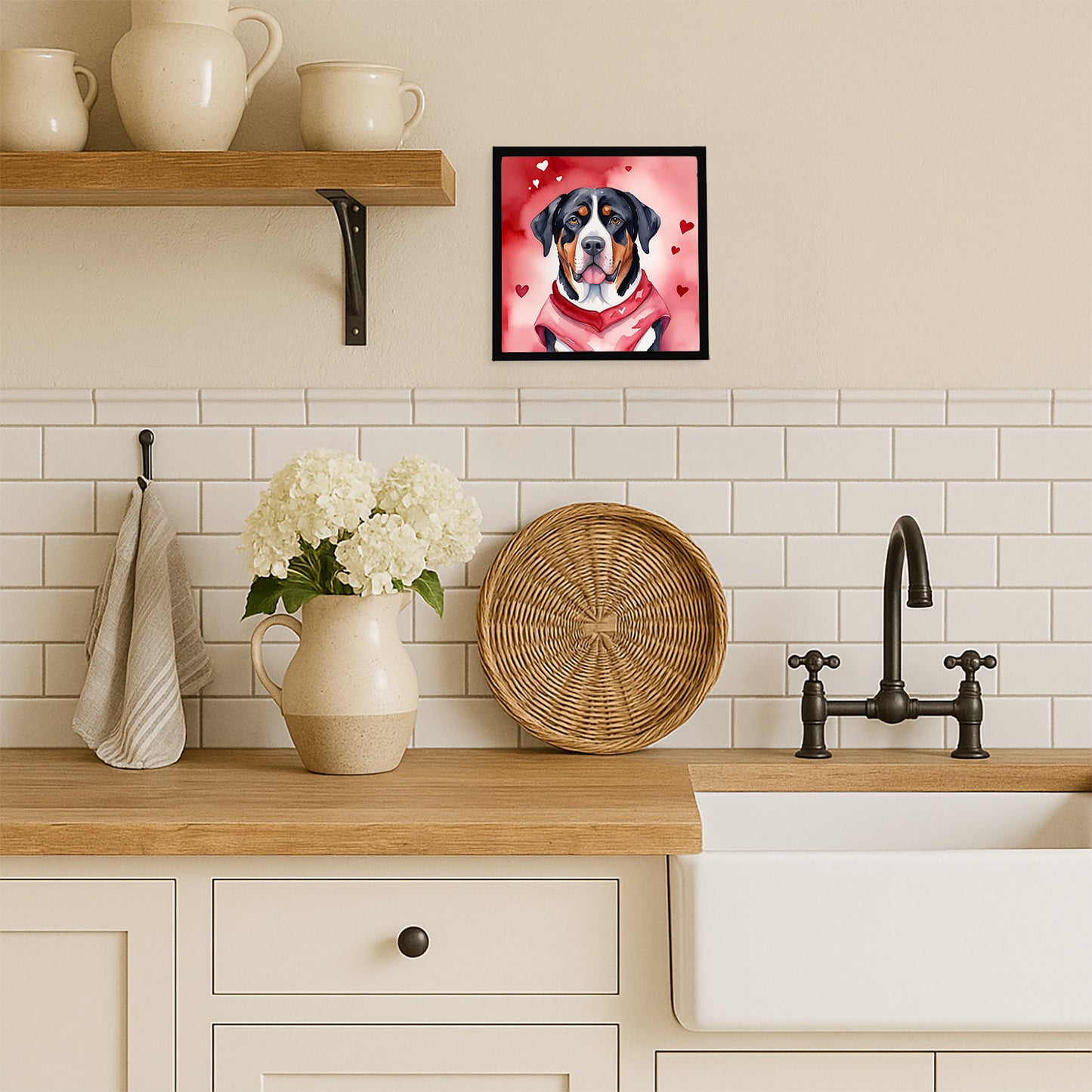 Greater Swiss Mountain Dog My Valentine Framed Metal Print