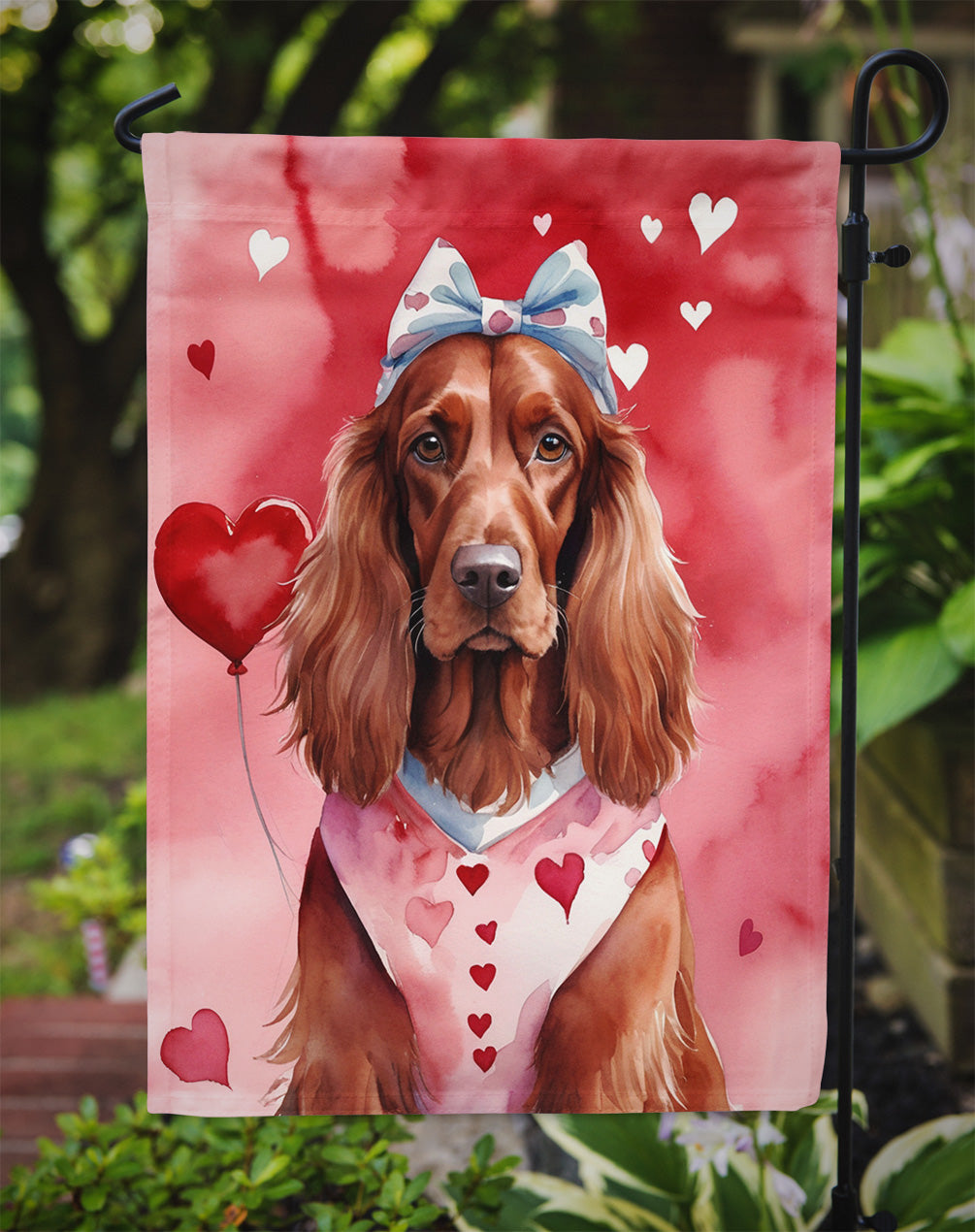 Irish Setter My Valentine Garden Flag