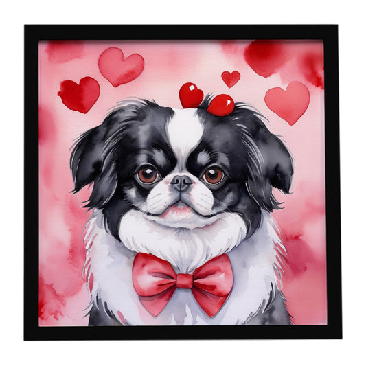 Buy this Japanese Chin My Valentine Framed Metal Print