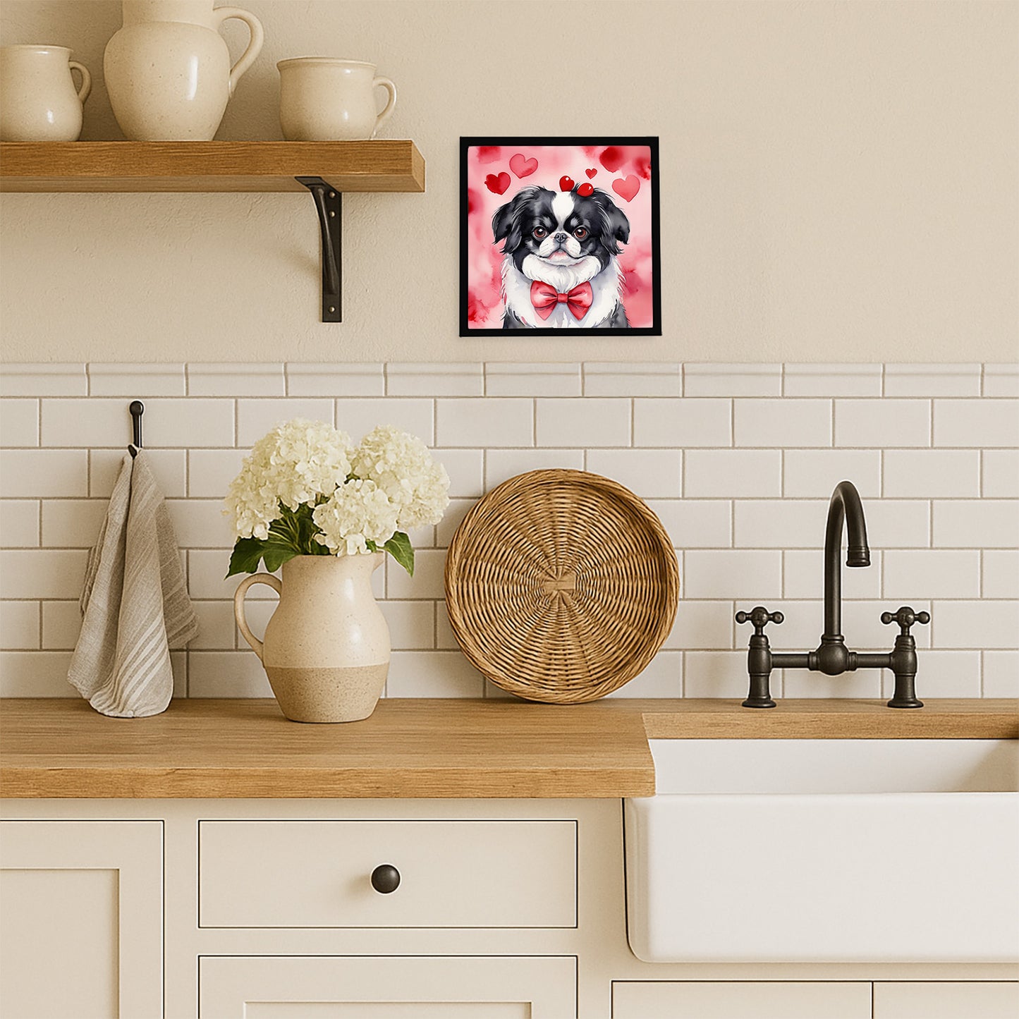 Japanese Chin My Valentine Framed Metal Print