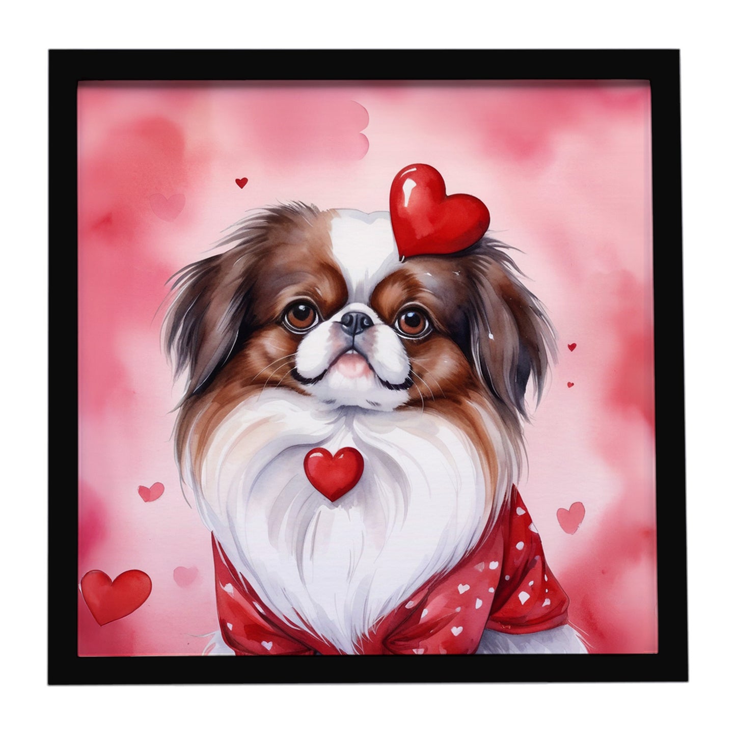 Buy this Japanese Chin My Valentine Framed Metal Print