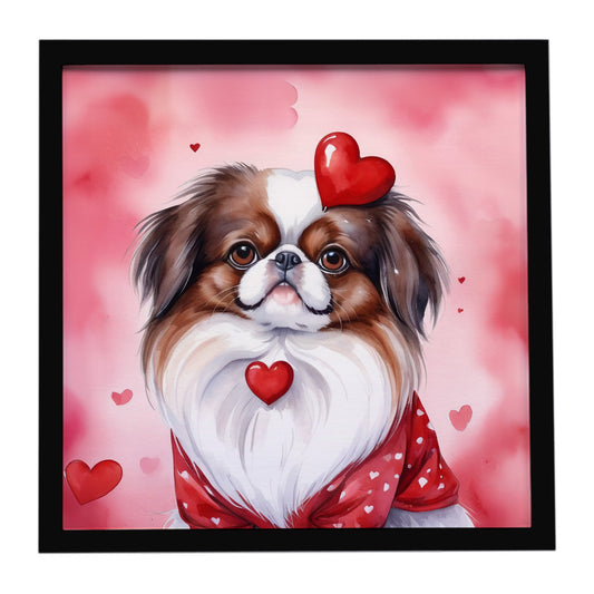 Buy this Japanese Chin My Valentine Framed Metal Print