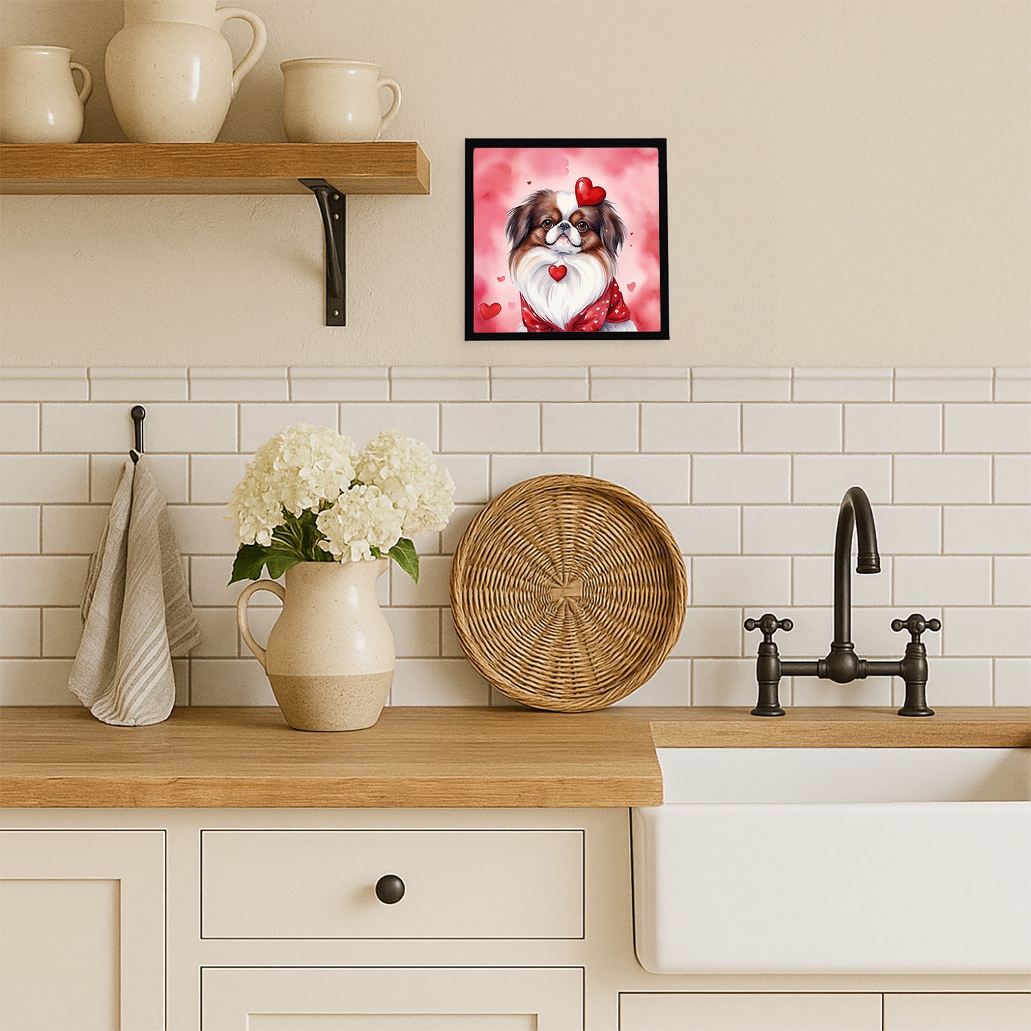 Japanese Chin My Valentine Framed Metal Print