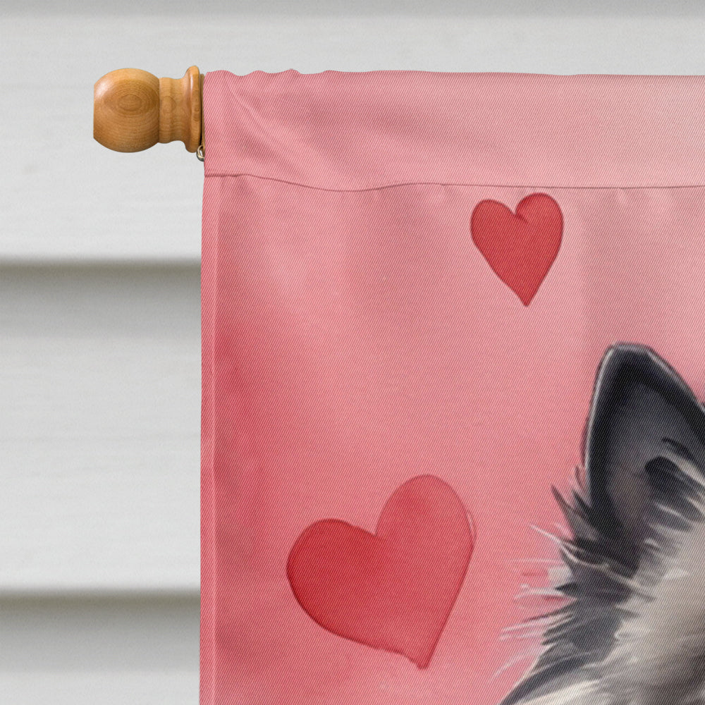 Keeshond My Valentine House Flag