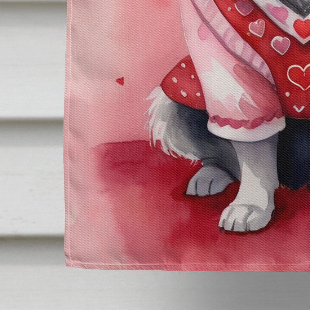 Keeshond My Valentine House Flag