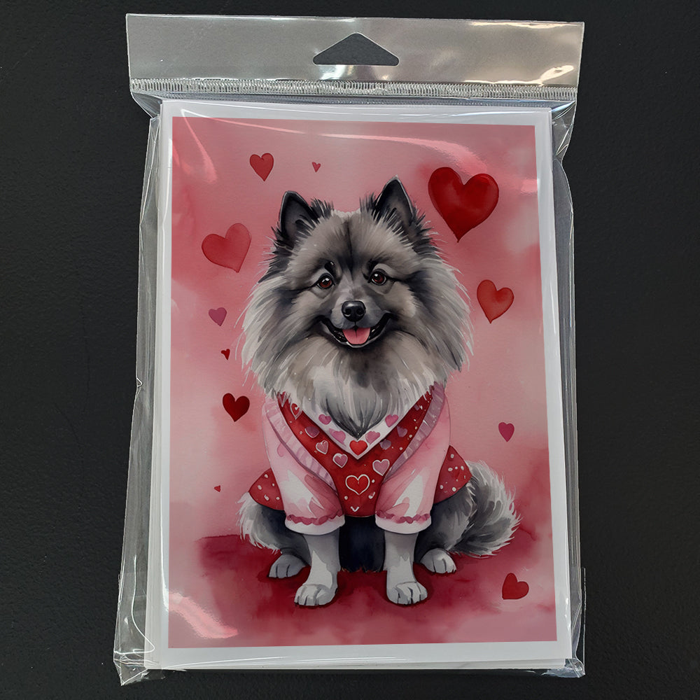 Keeshond My Valentine Greeting Cards Pack of 8