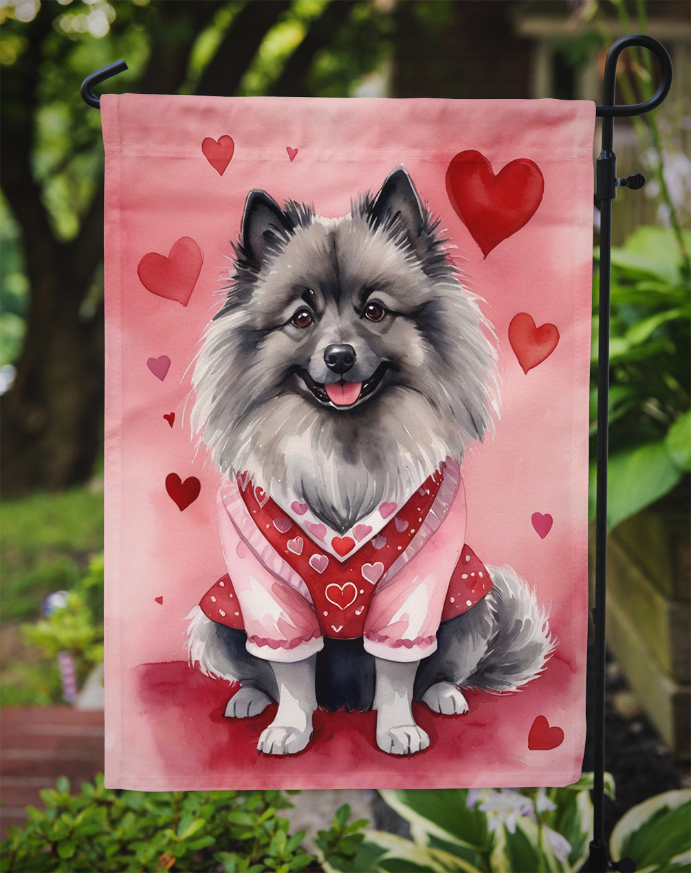 Keeshond My Valentine Garden Flag