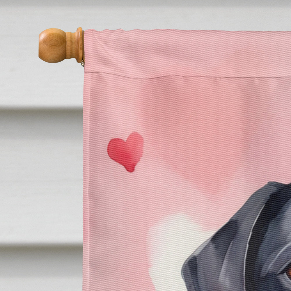 Black Labrador Retriever My Valentine House Flag