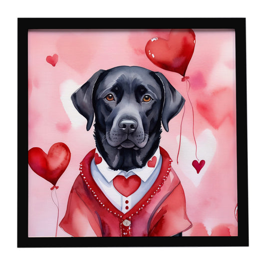 Buy this Black Labrador Retriever My Valentine Framed Metal Print