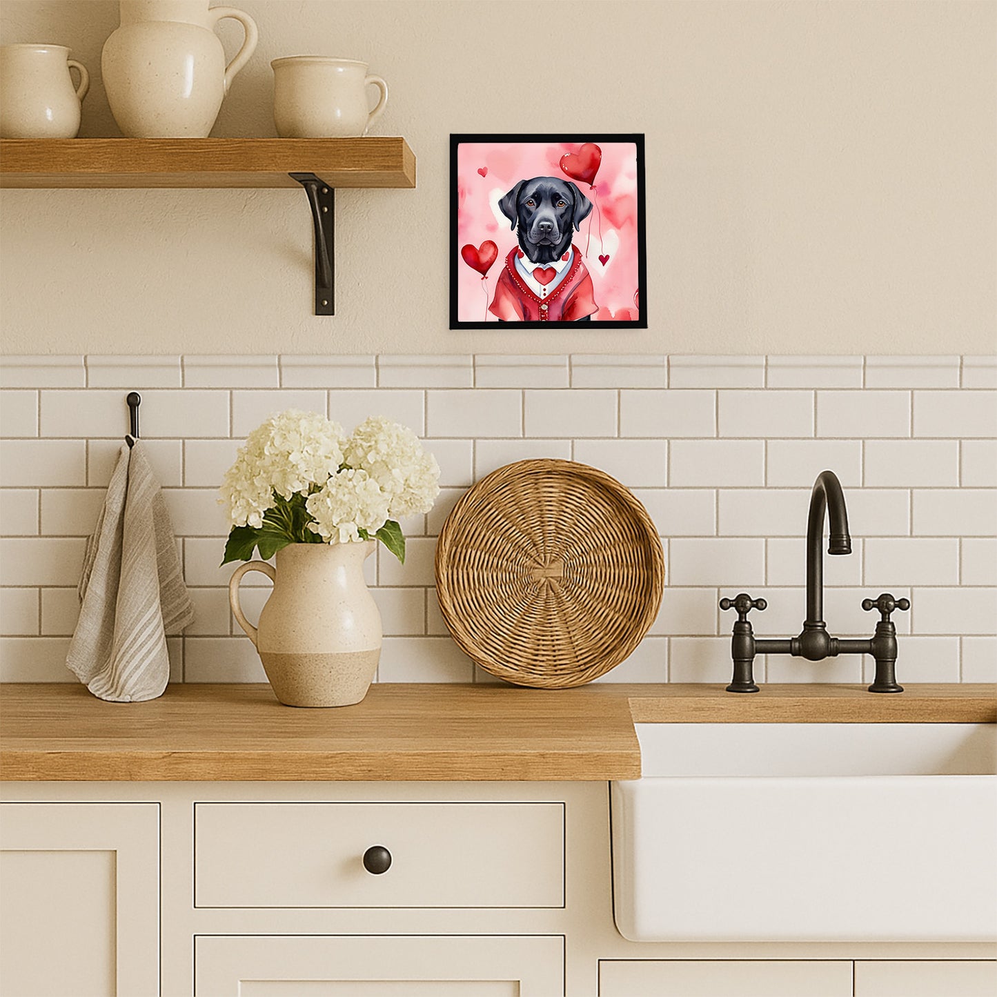 Black Labrador Retriever My Valentine Framed Metal Print