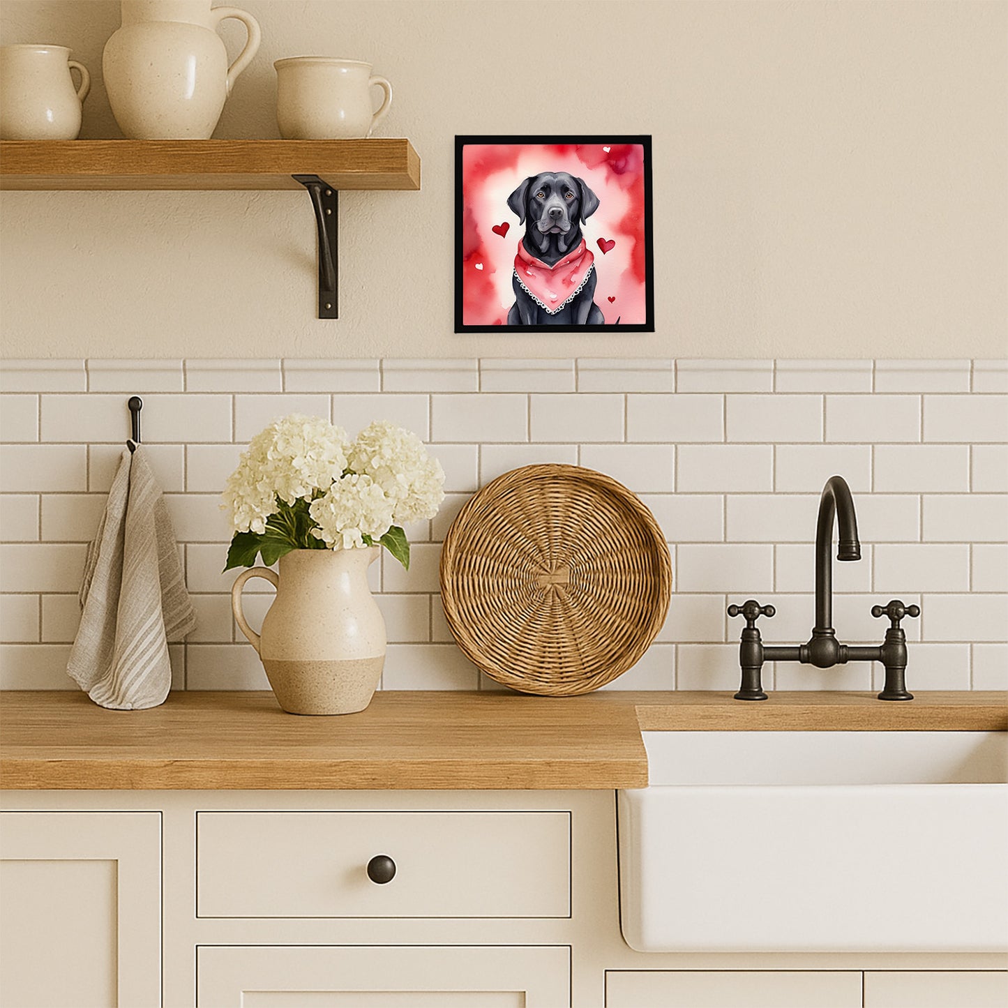 Black Labrador Retriever My Valentine Framed Metal Print
