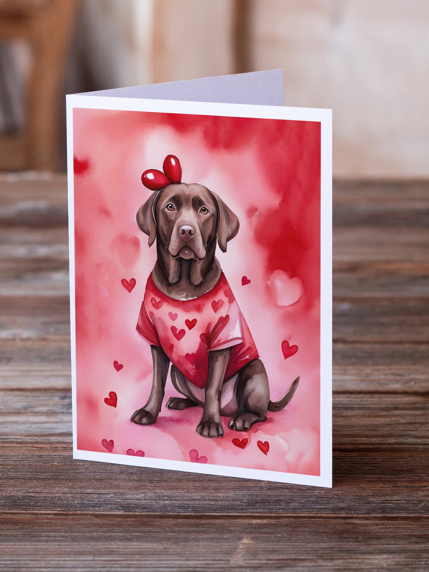 Chocolate Labrador Retriever My Valentine Greeting Cards Pack of 8