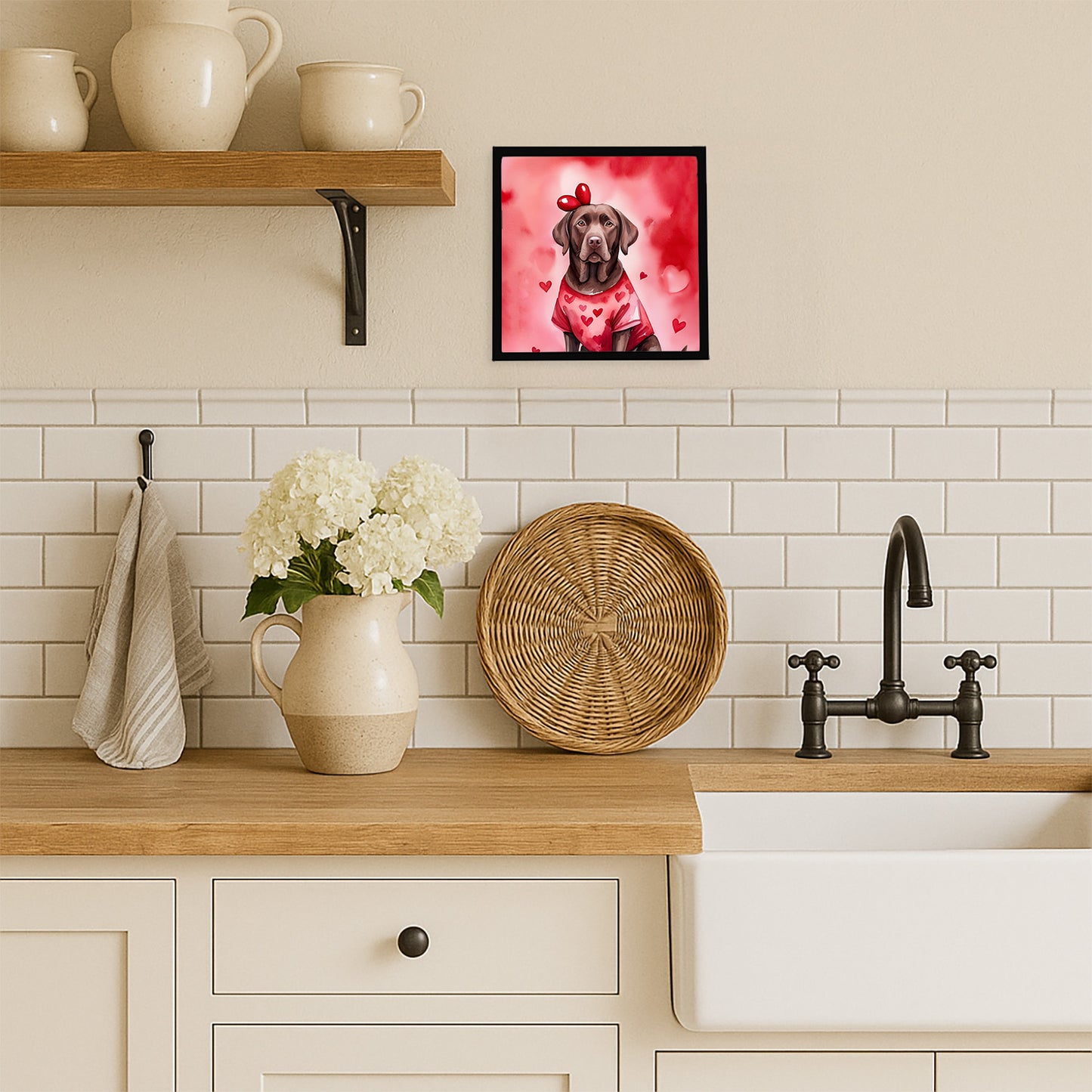 Chocolate Labrador Retriever My Valentine Framed Metal Print