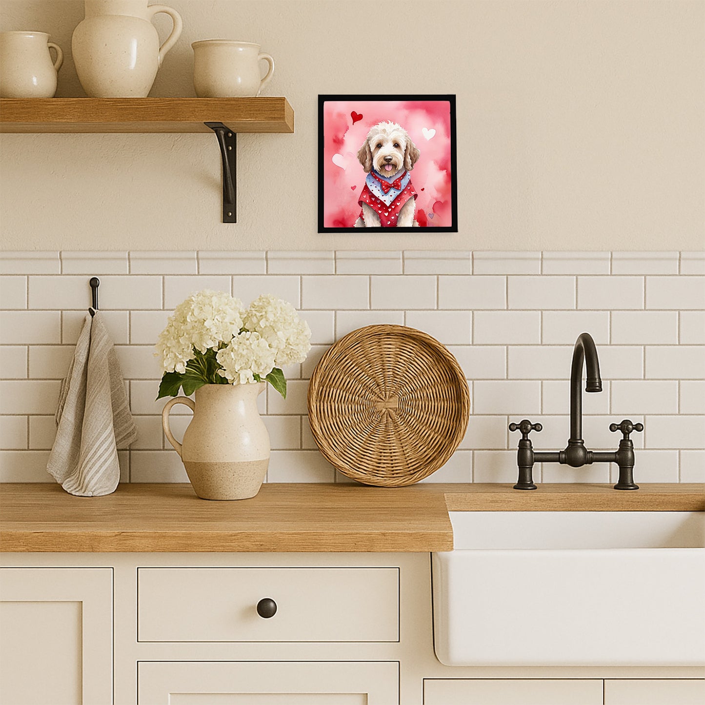 Labradoodle My Valentine Framed Metal Print