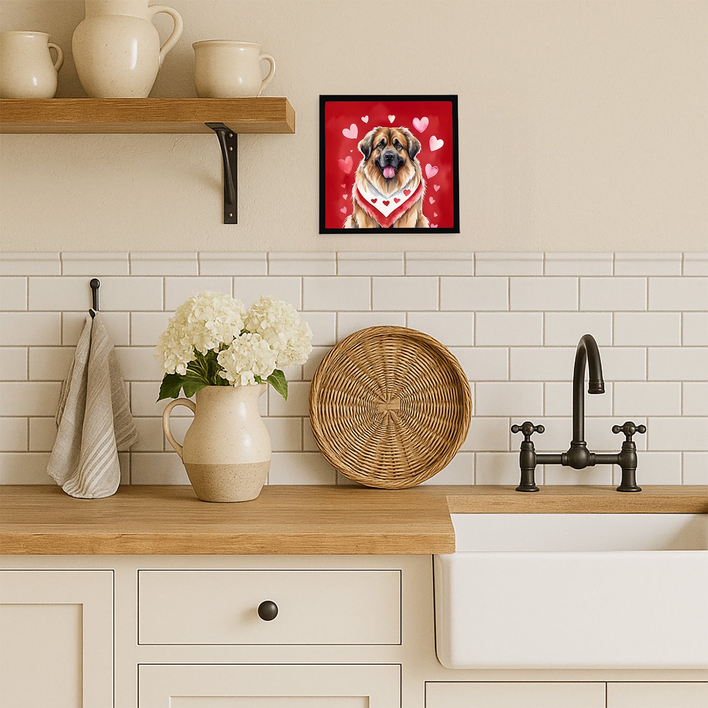 Leonberger My Valentine Framed Metal Print