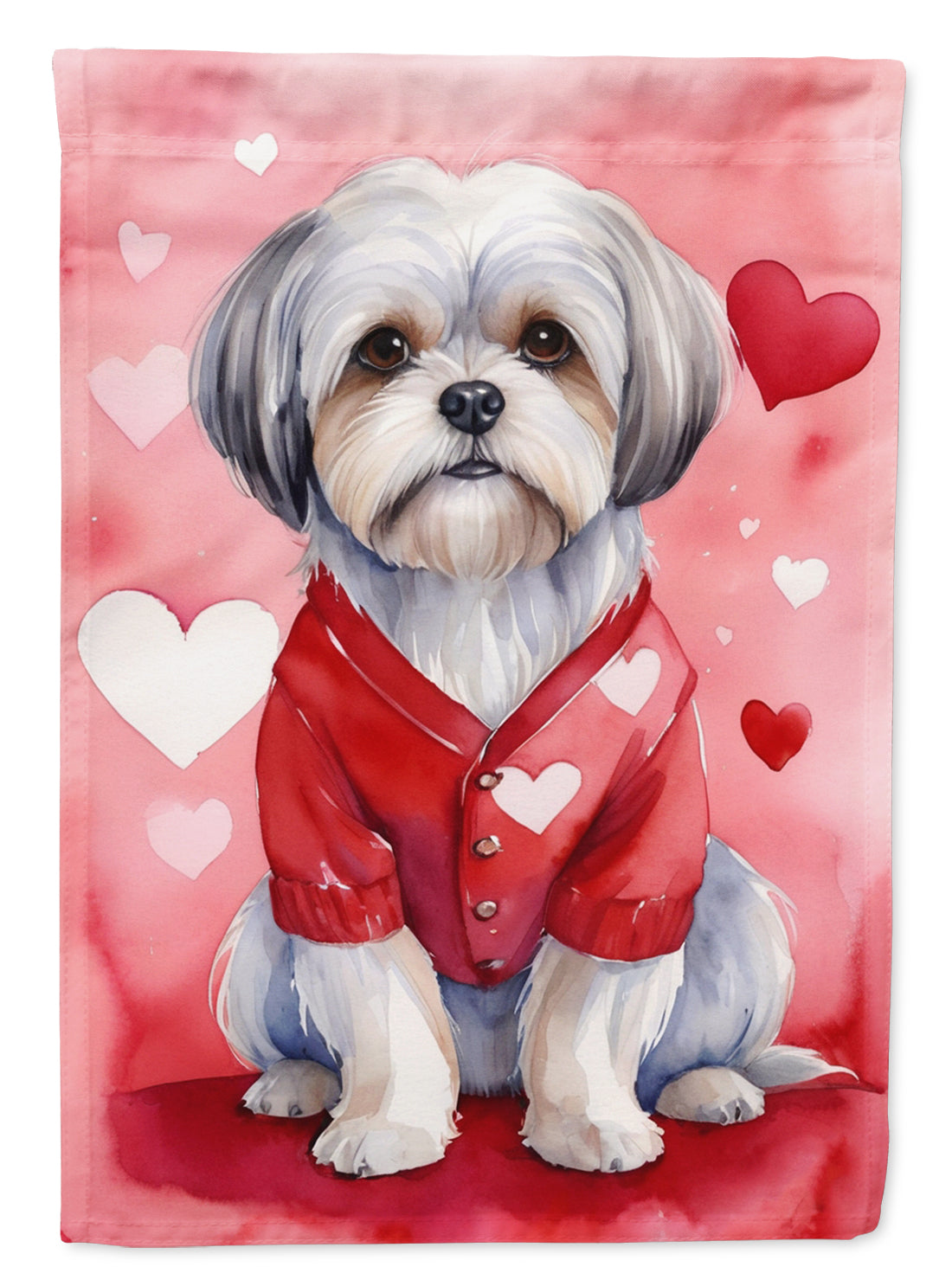 Buy this Lhasa Apso My Valentine House Flag