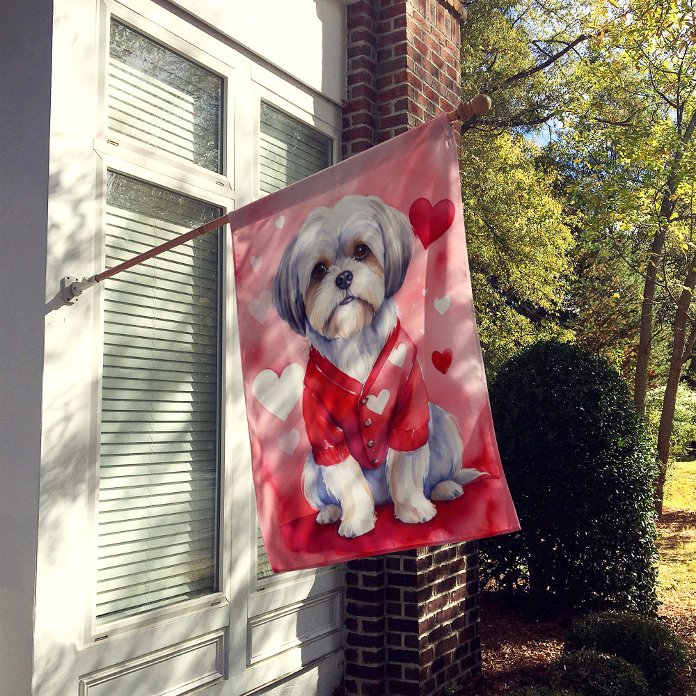 Lhasa Apso My Valentine House Flag