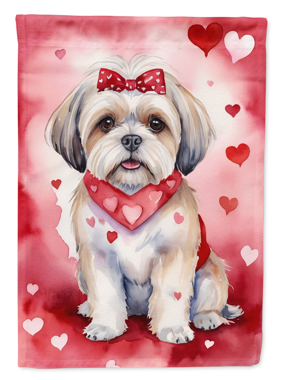 Buy this Lhasa Apso My Valentine House Flag