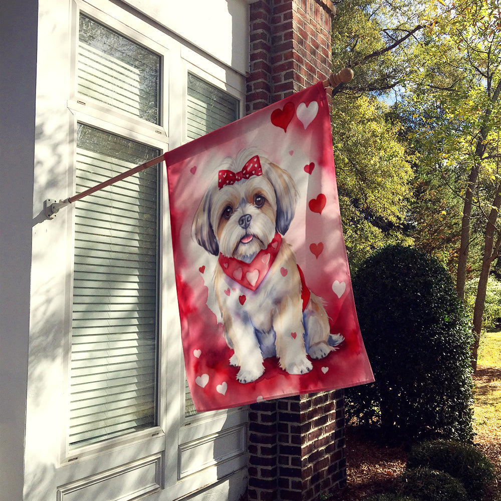 Lhasa Apso My Valentine House Flag