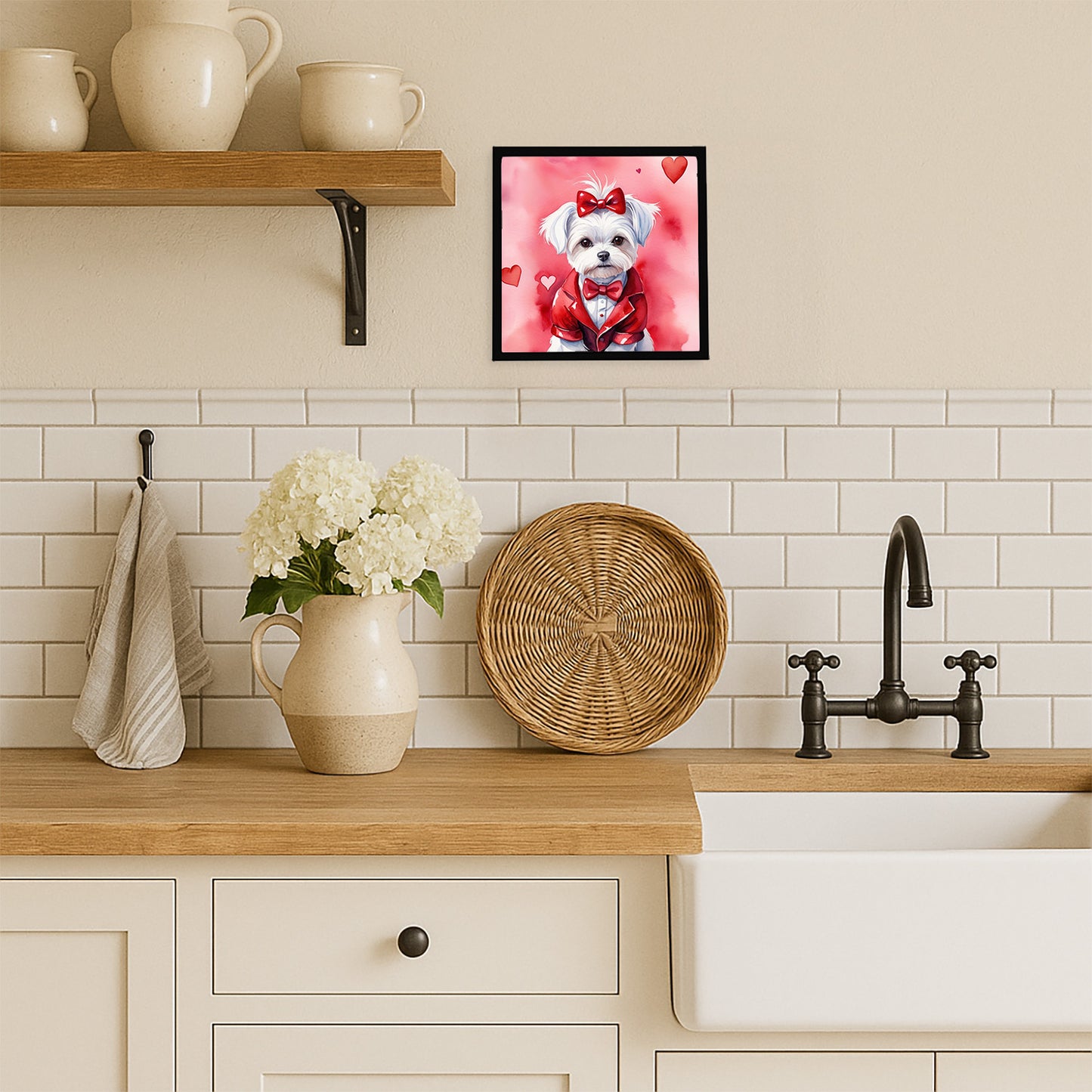 Maltese My Valentine Framed Metal Print