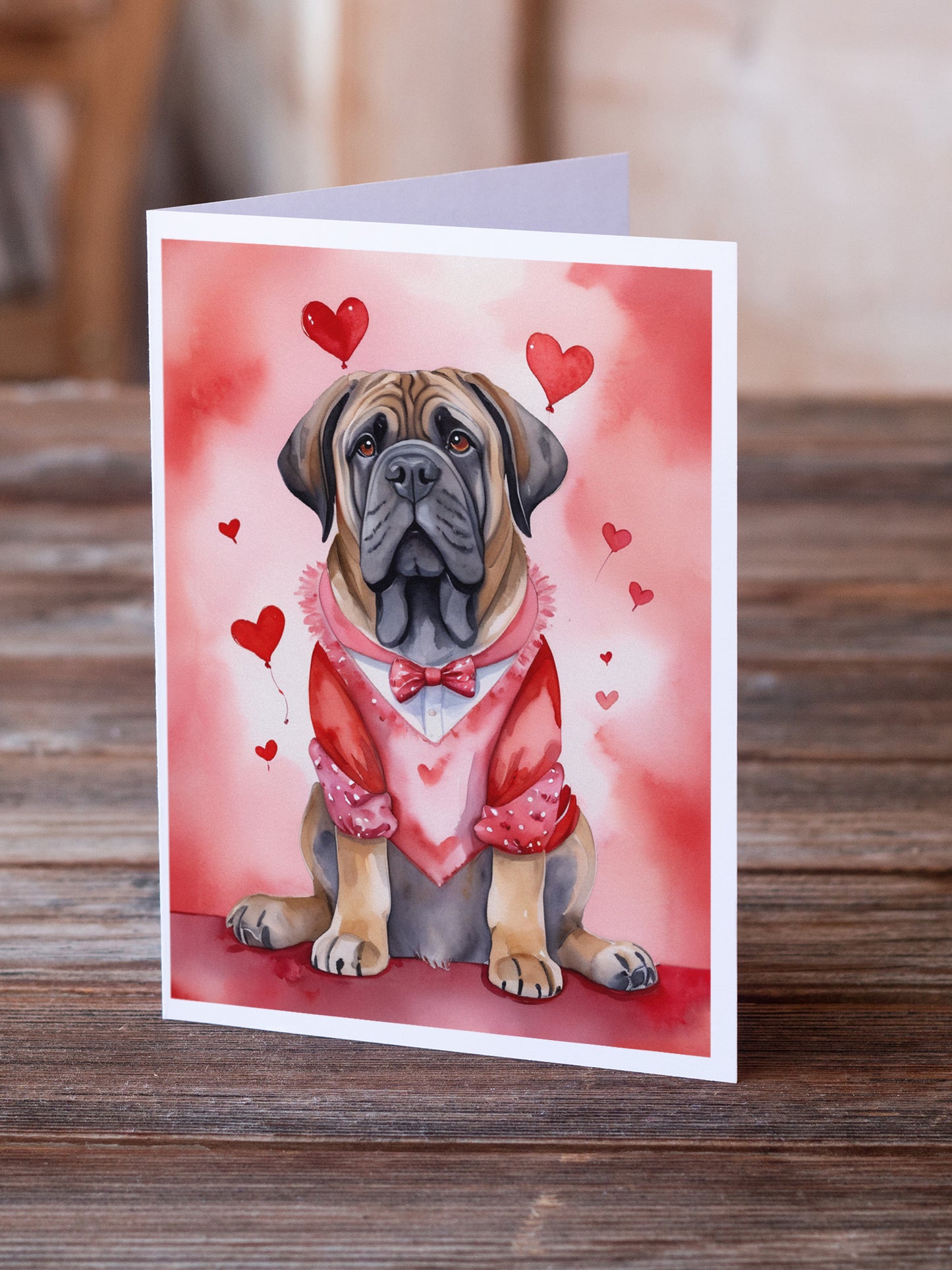 Mastiff My Valentine Greeting Cards Pack of 8