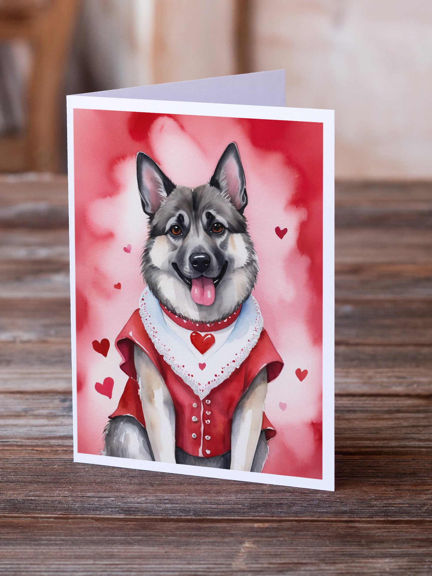 Norwegian Elkhound My Valentine Greeting Cards Pack of 8