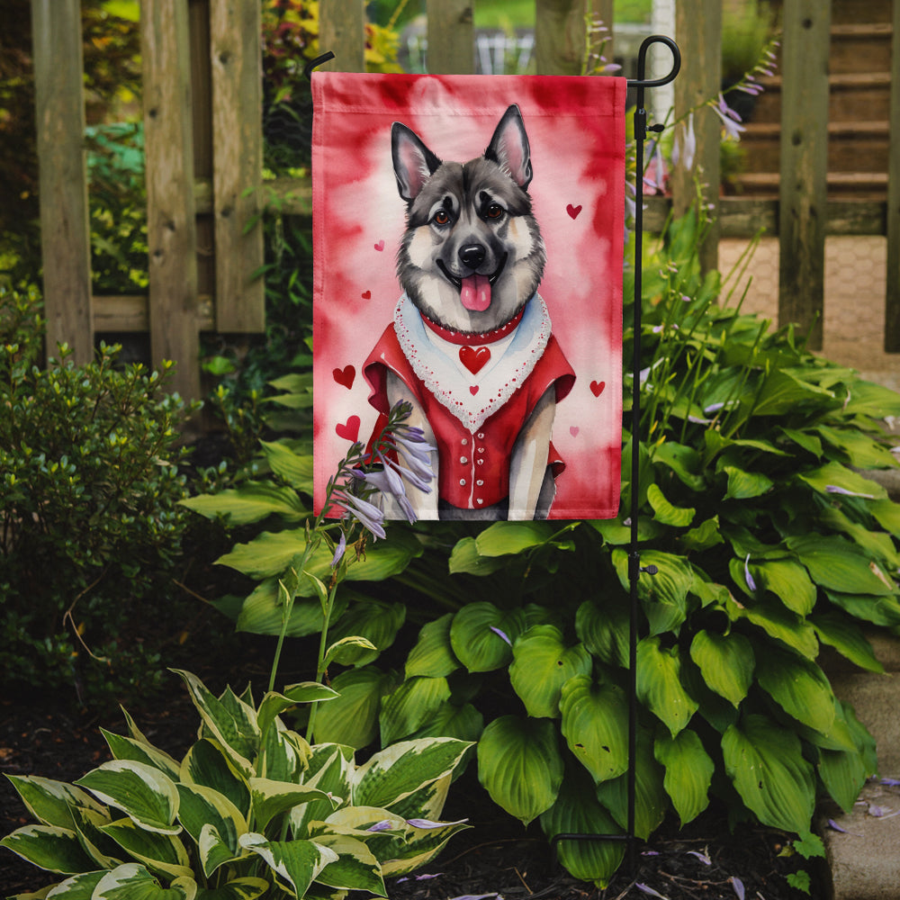 Norwegian Elkhound My Valentine Garden Flag