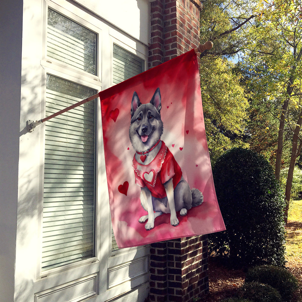 Norwegian Elkhound My Valentine House Flag