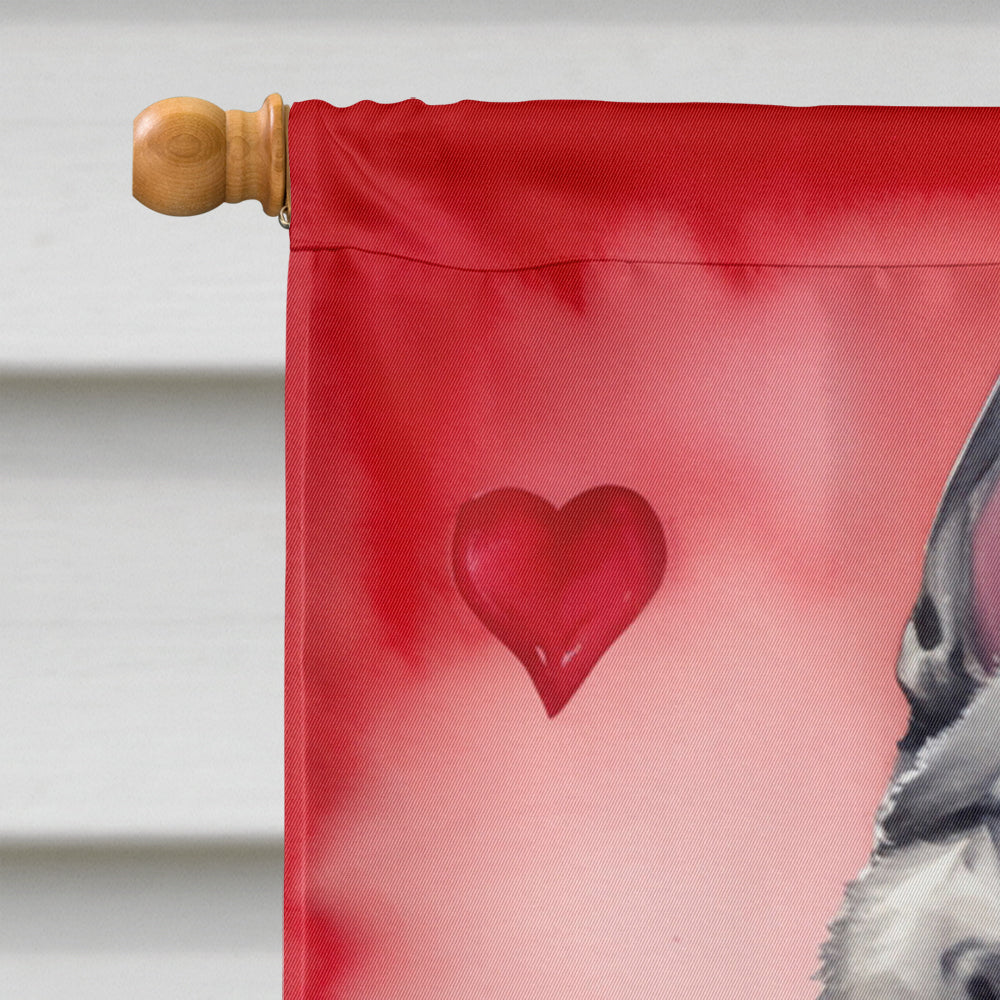 Norwegian Elkhound My Valentine House Flag