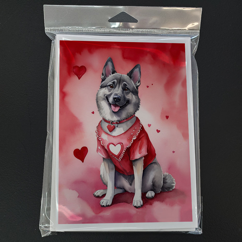 Norwegian Elkhound My Valentine Greeting Cards Pack of 8